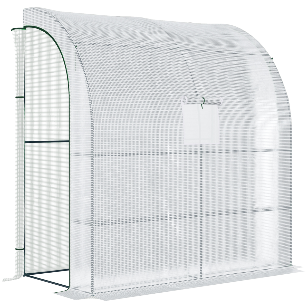 Outsunny Walk-In Lean-To Greenhouse with PE Cover, Steel Frame, Windows and Doors, White