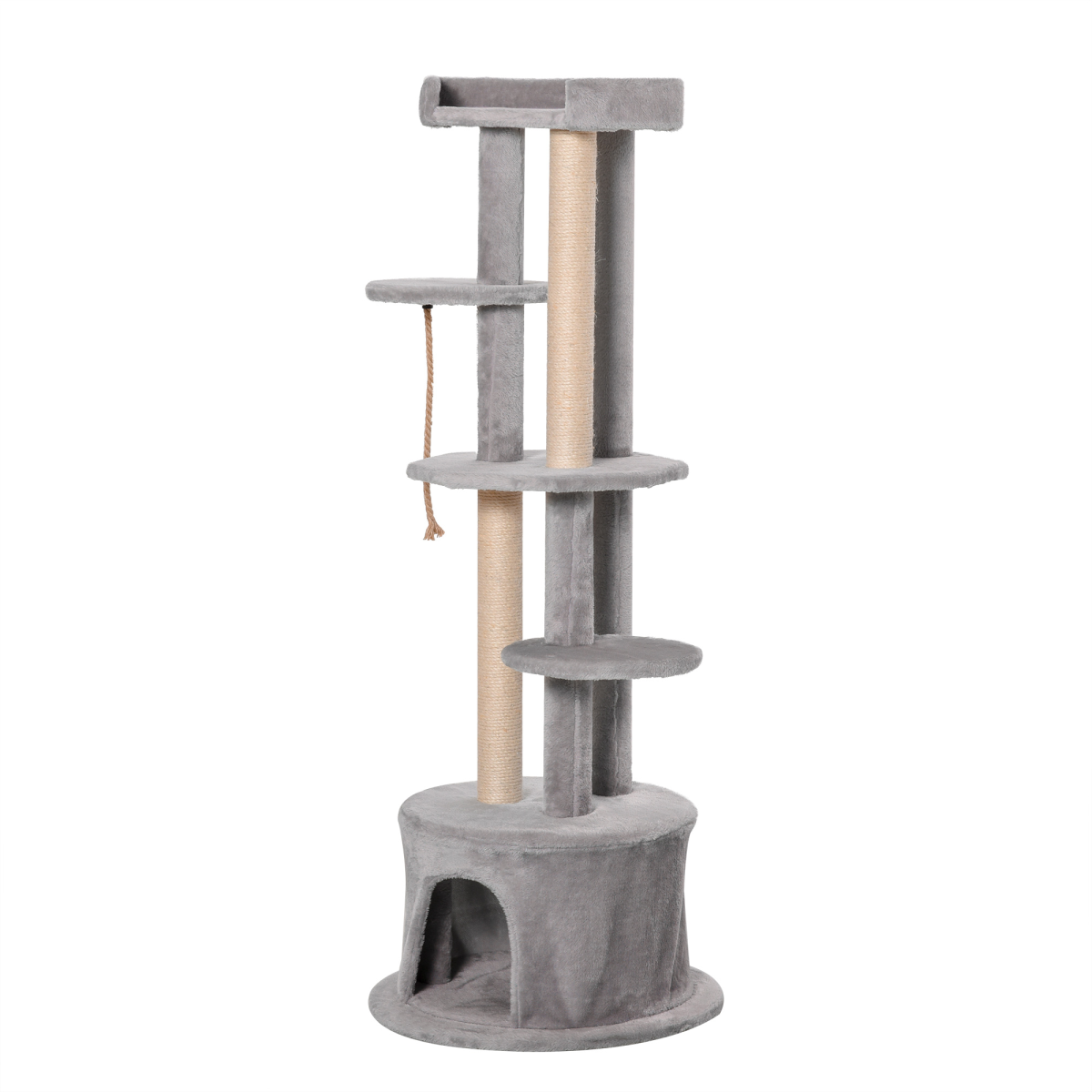 PawHut Multi-Level Cat Tree with Plush Condo, Scratching Posts, Wide Perches and Dangling Rope