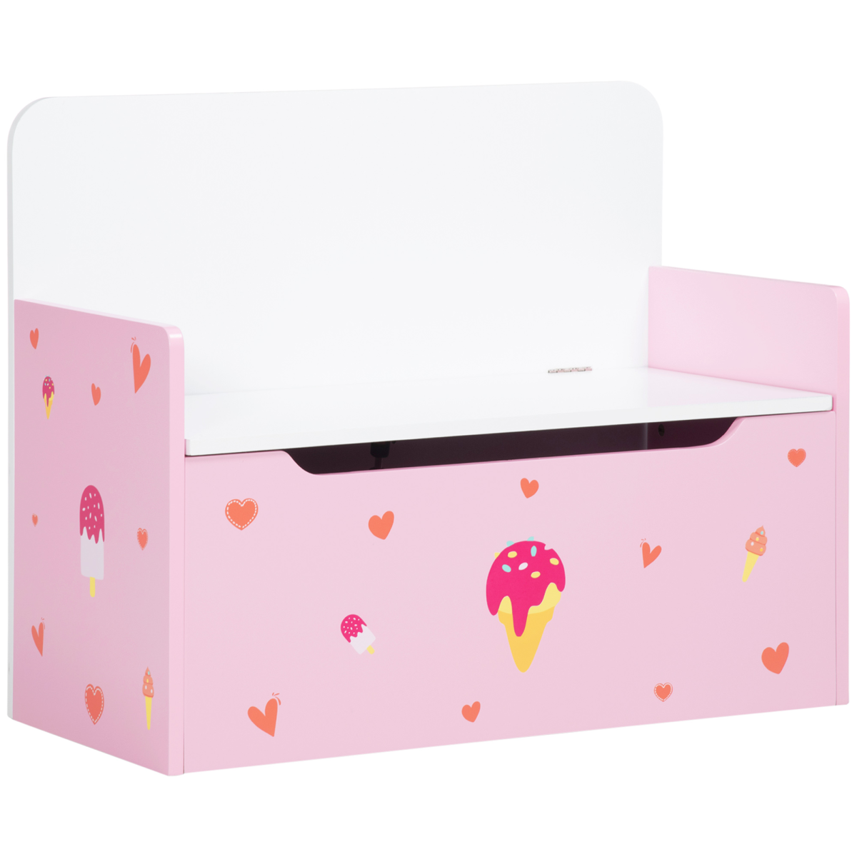 Two-in-One Wooden Toy Box Storage Bench with Safety Lid