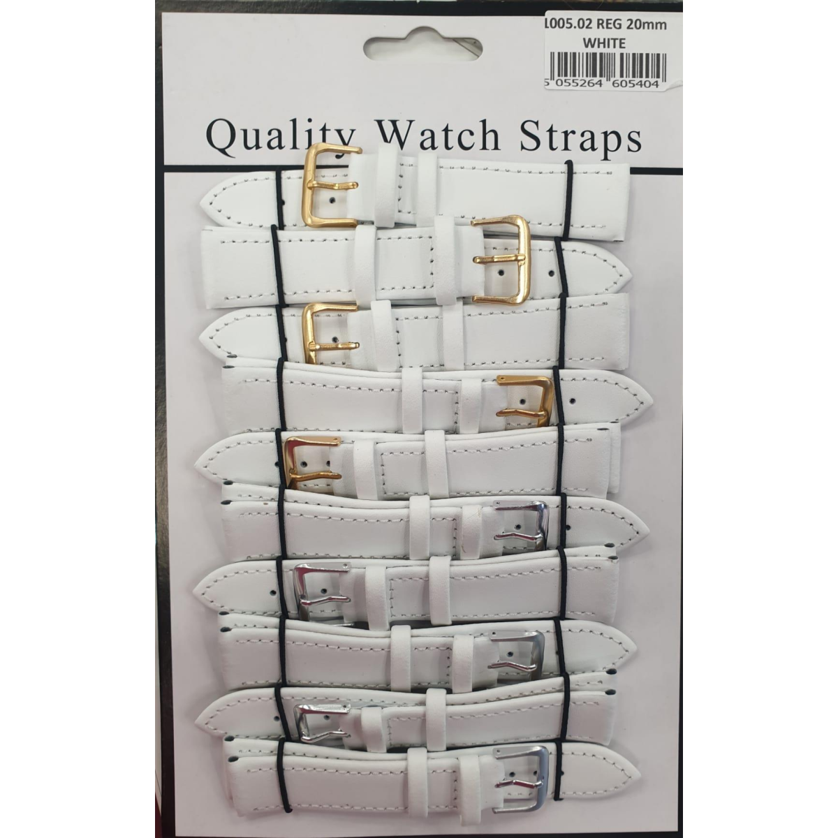 White Leather Watch Straps, Pack of 10, 20mm