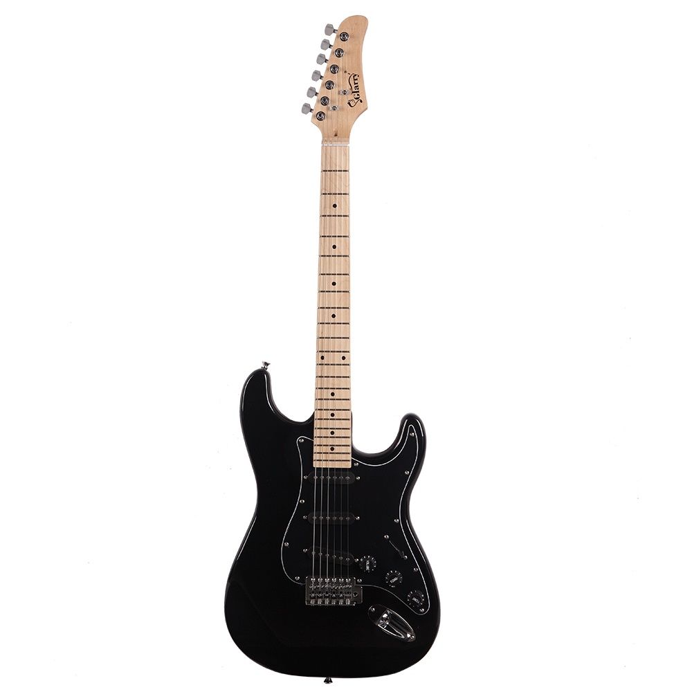 Glarry GST Electric Guitar Kit with Black Pickguard, Black
