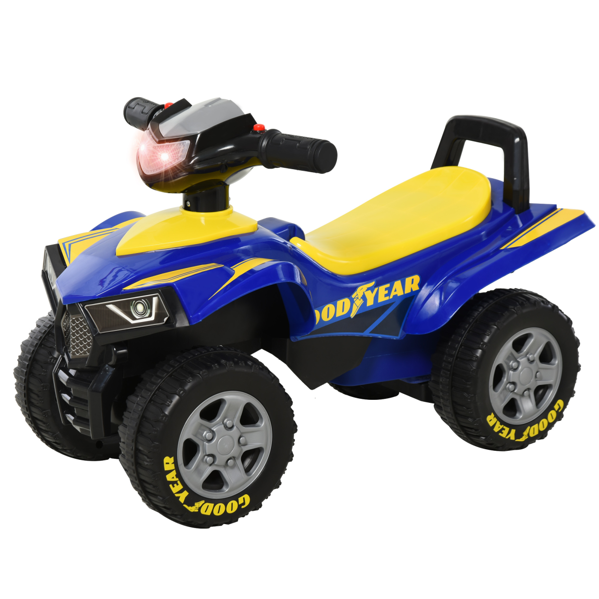 Goodyear Licensed Baby Quad Ride-On Walker with Lights, Horn and Storage, 18-36 Months