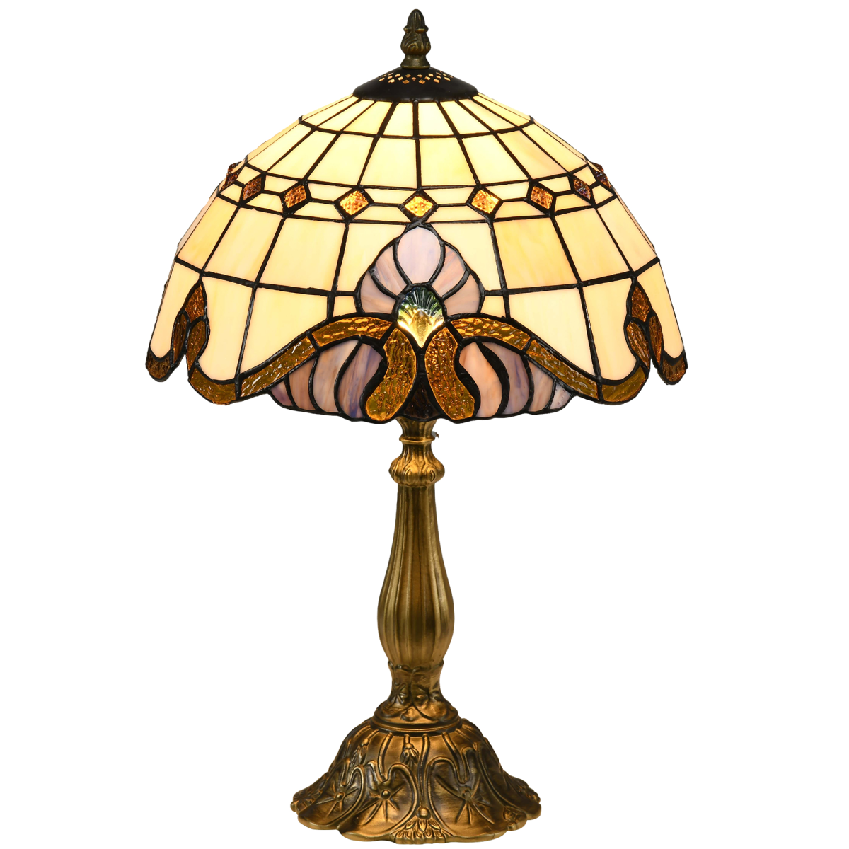 HOMCOM Stained Glass Table Lamp, Multi-Coloured, E27 Bulb Not Included