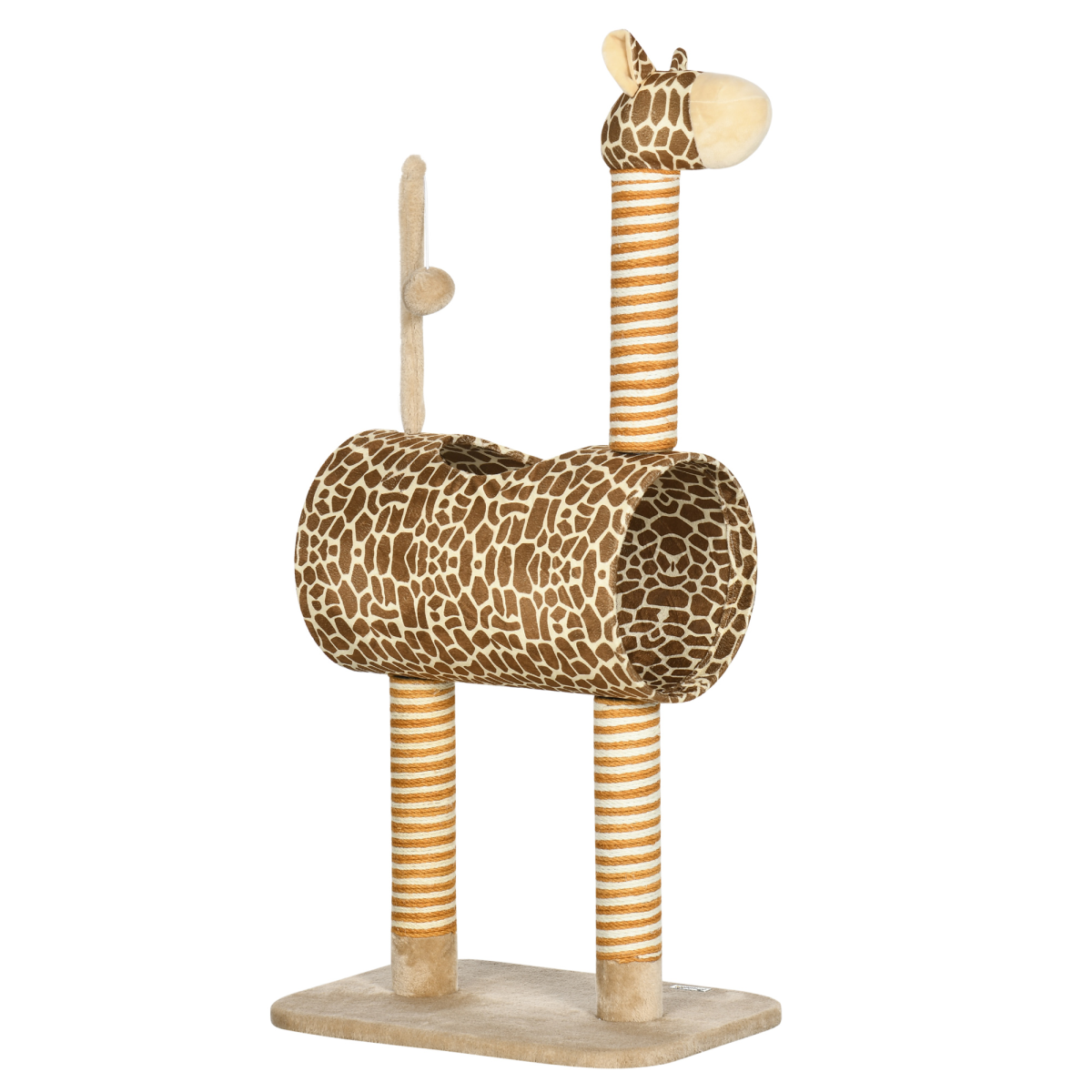 Giraffe Cat Tree with Scratching Posts, Tunnel and Hanging Ball