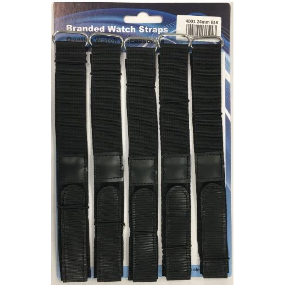 Black 24mm Velcro Watch Straps Pack of 5