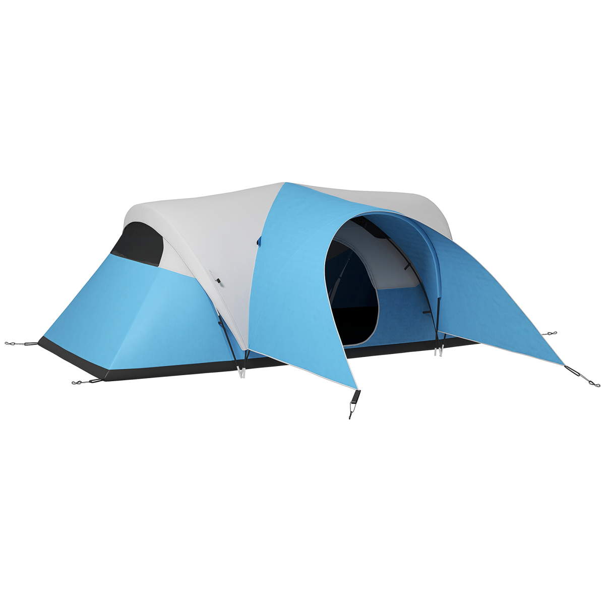 Outsunny 5-6 Person Waterproof Camping Tent with Porch & Groundsheet, Blue