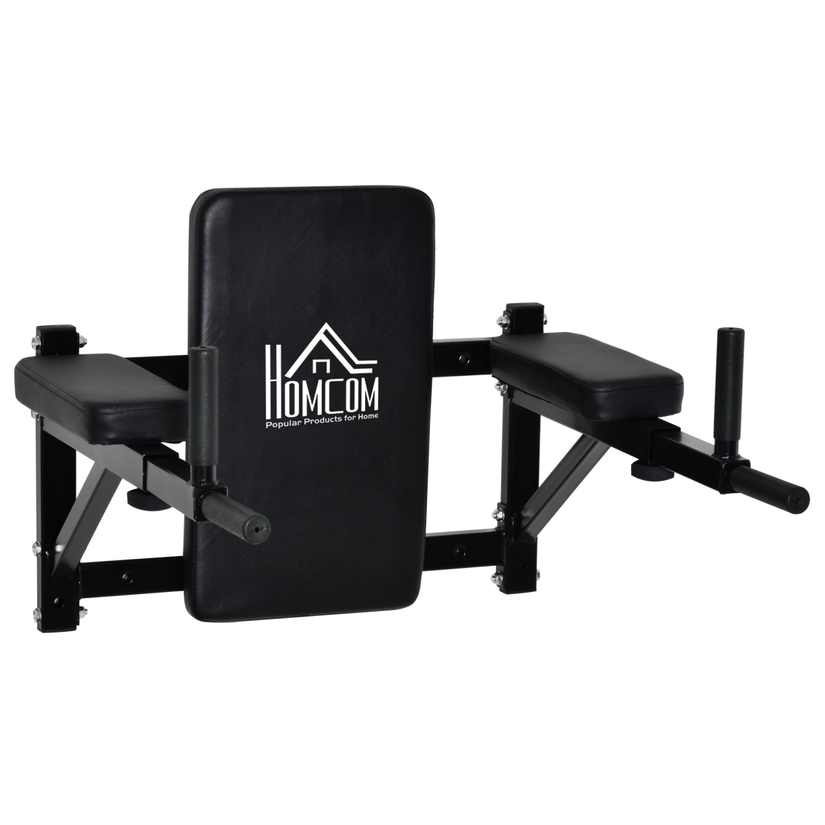 Wall Mounted Pull Up Bar Rack for Pull Ups and Knee Raises, Adjustable Width, with Backrest and Arm Supports