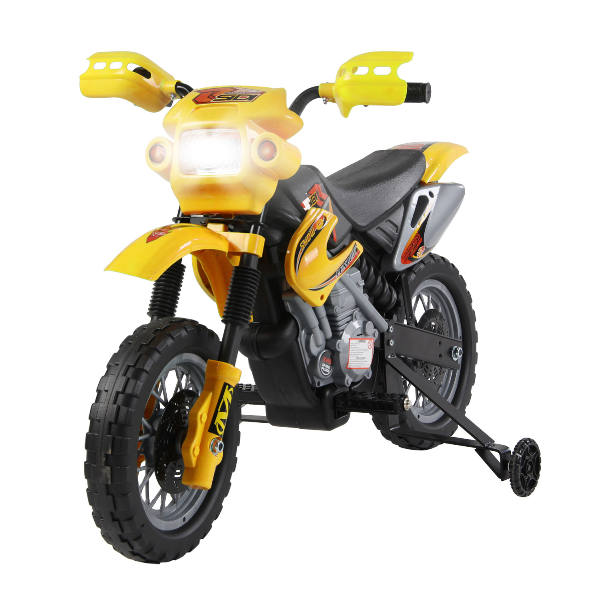 Kids Motocross Ride On Motorcycle with Lights, Music & Horn, Yellow