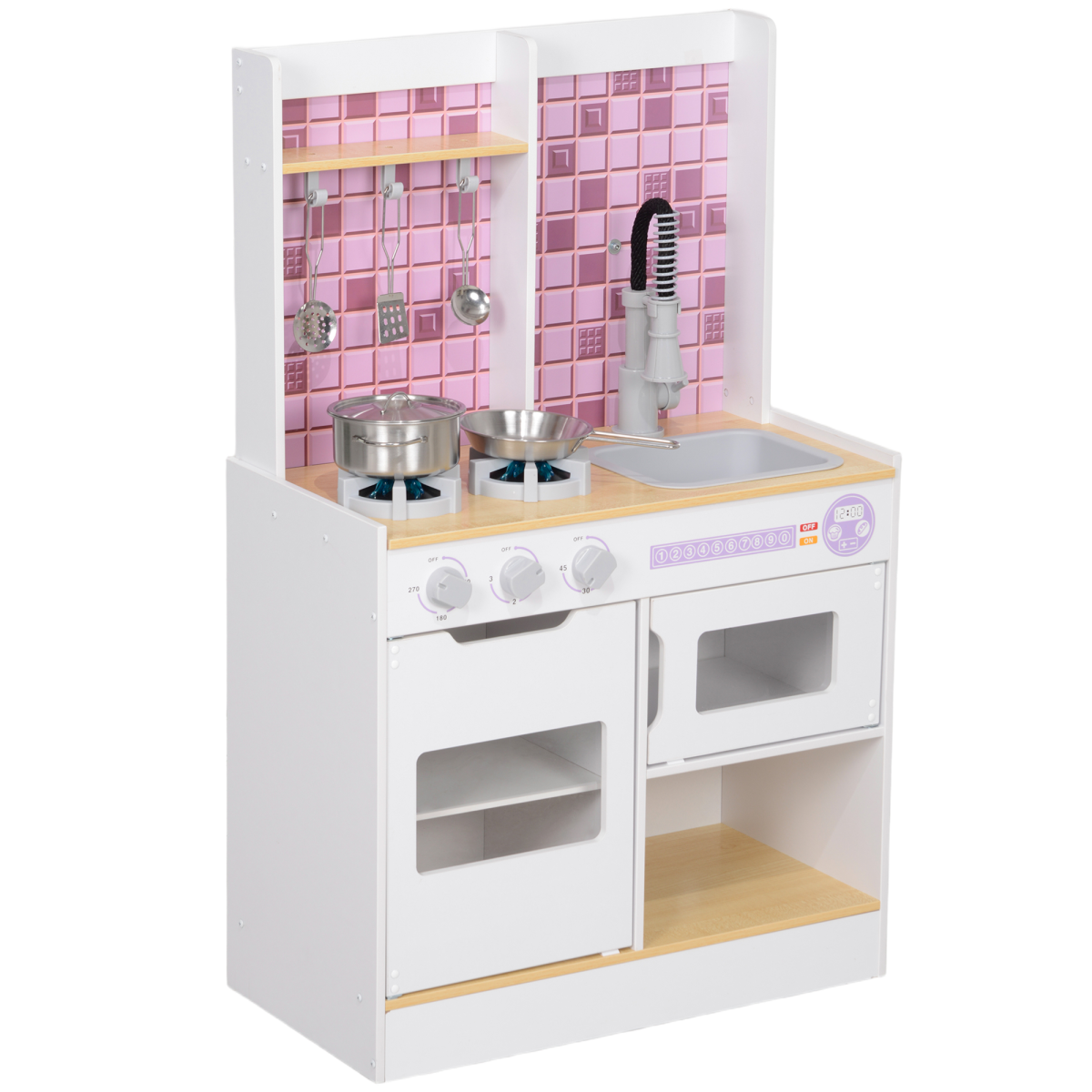 AIYAPLAY Kids Play Kitchen with Lights, Sounds, Oven & Sink