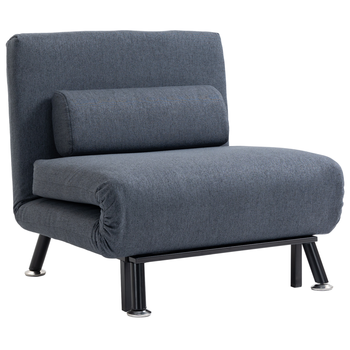 HOMCOM Black Faux Suede 5-Position Armless Futon Single Sofa Bed with Pillow