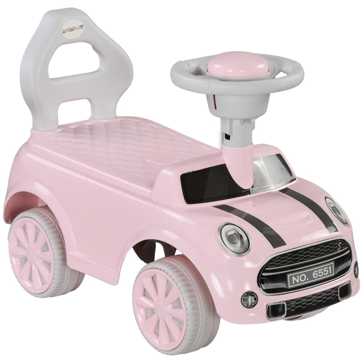 AIYAPLAY Pink Foot-to-Floor Ride On Car with Air Horn