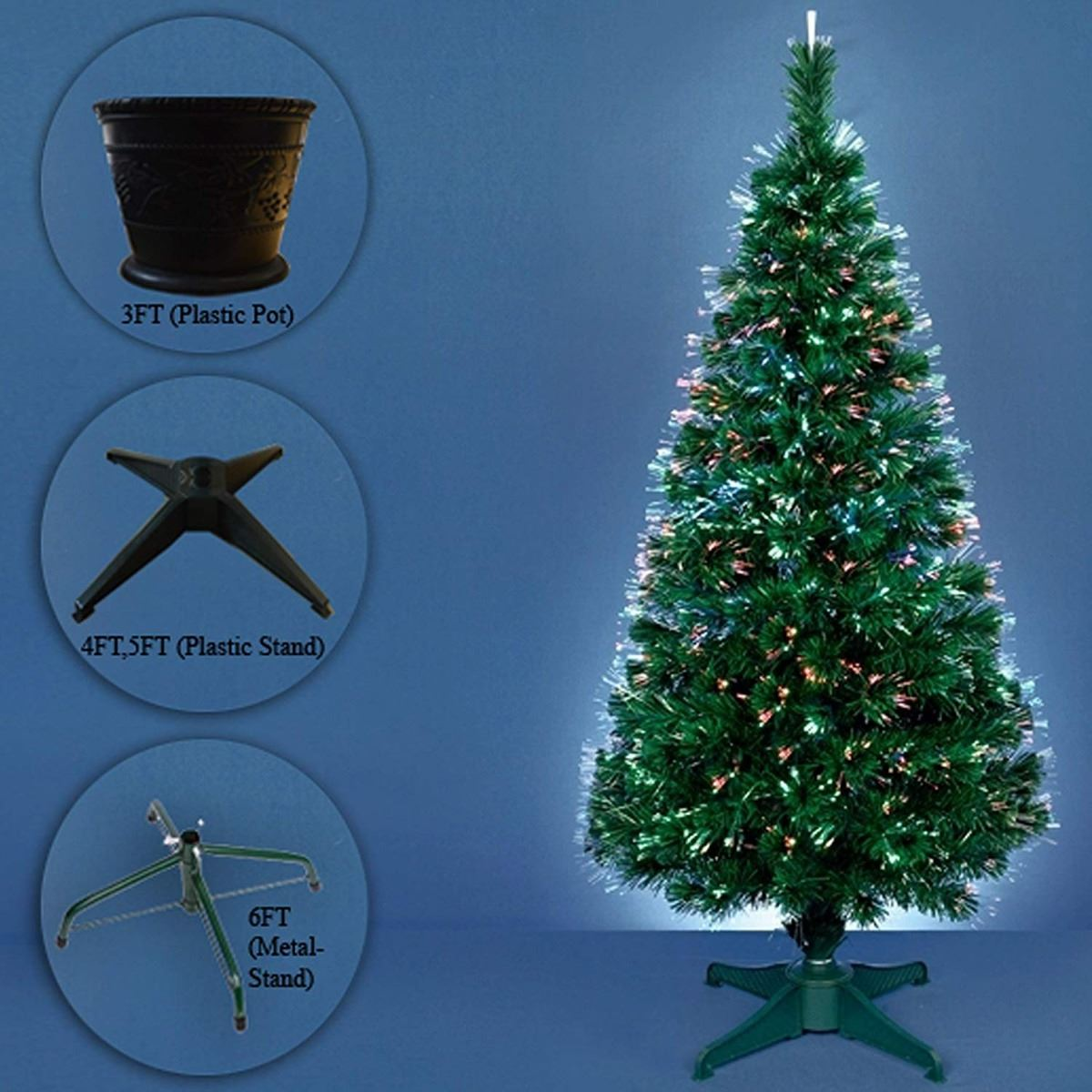 4FT (120CM) Fibre Optic Green Artificial Christmas Tree with Colour Changing Lights