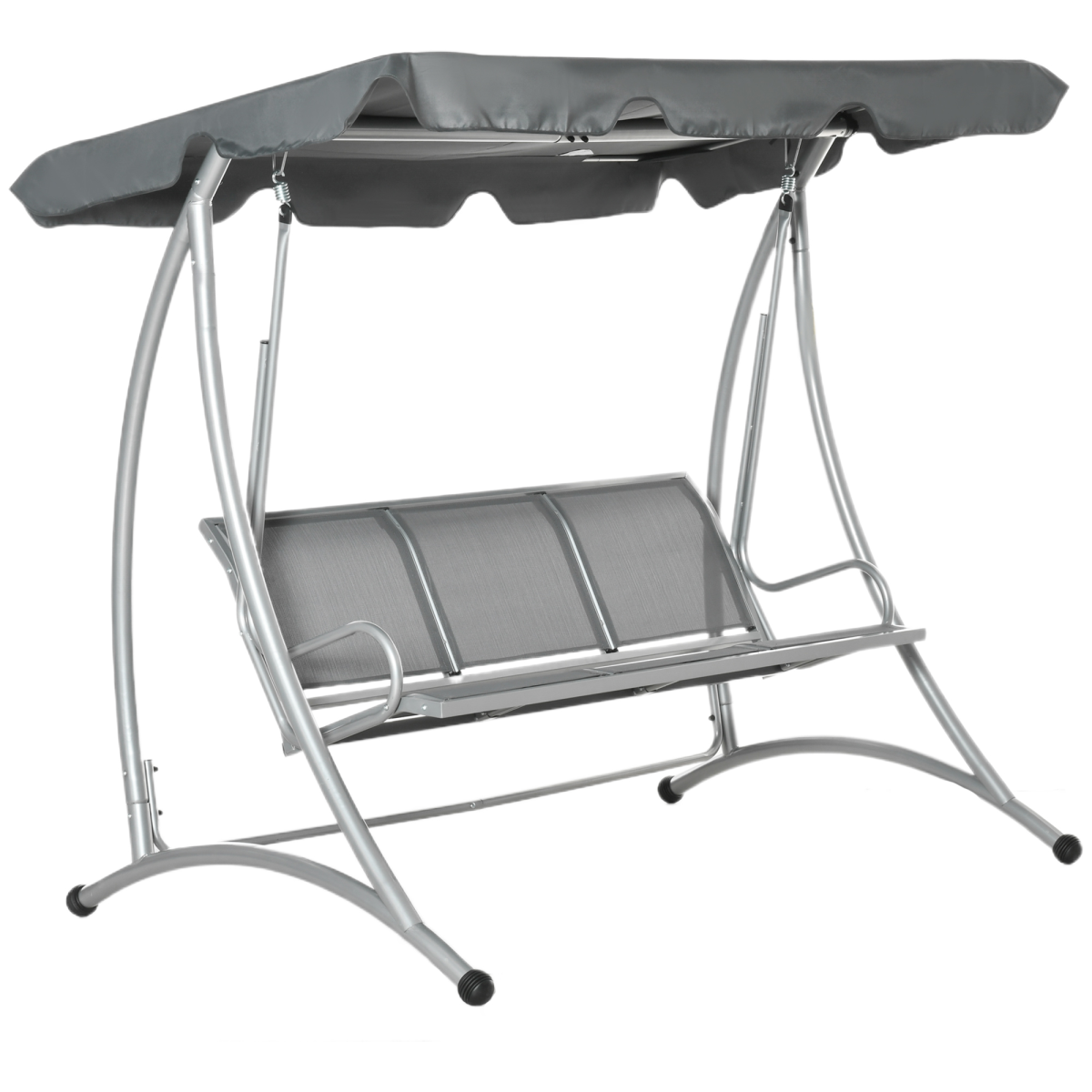Outsunny 3-Person Steel Outdoor Swing Chair with Adjustable Canopy