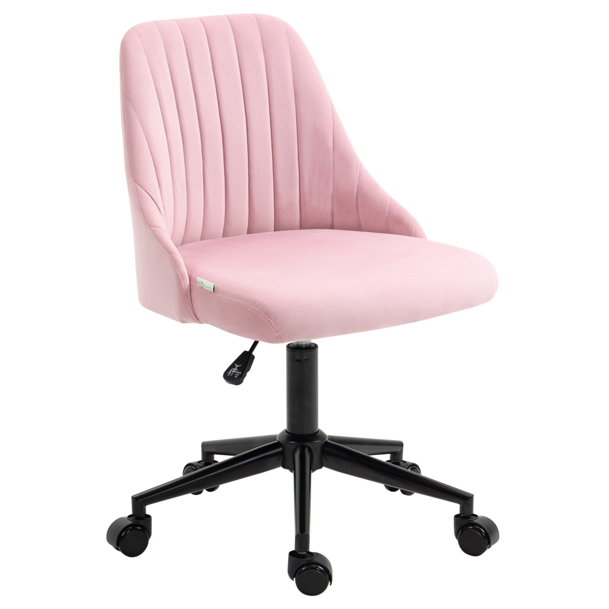 Vinsetto Pink Velvet Office Chair with Adjustable Height and Wheels