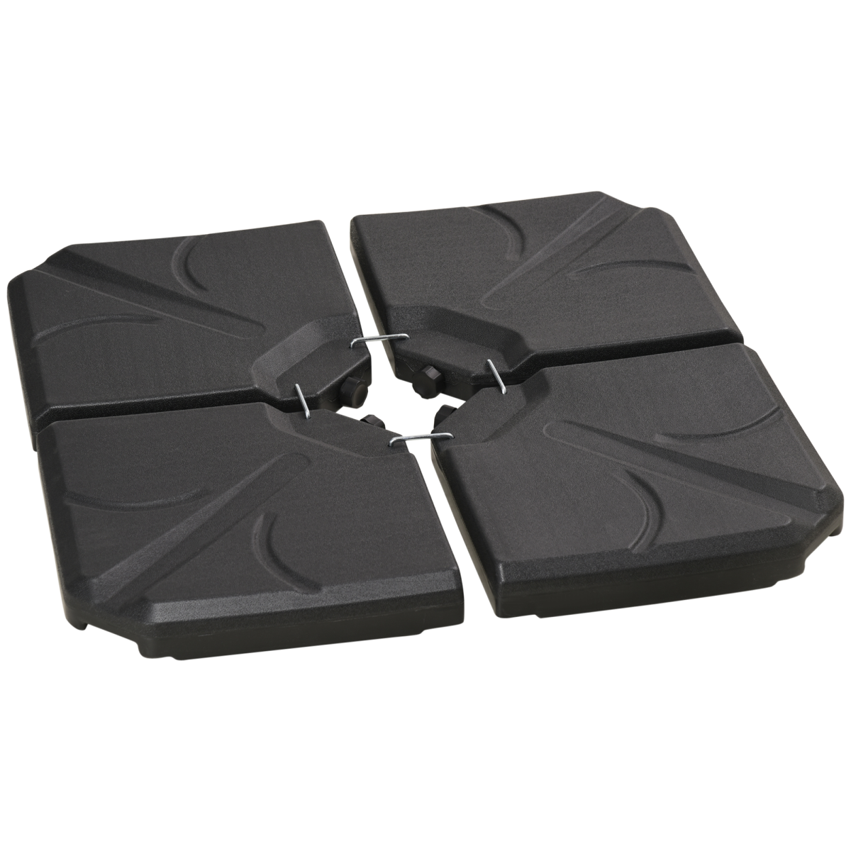 Outsunny Set of 4 Banana Parasol Base Weights, Water/Sand Filled, Black