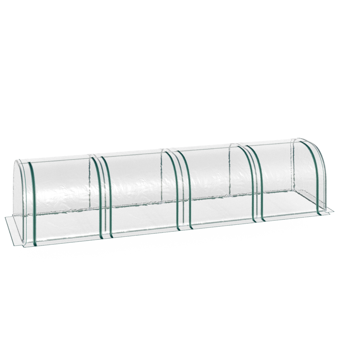 Outsunny Mini Tunnel Greenhouse 395 x 100 cm Steel Frame with Clear Cover and Zipper Doors