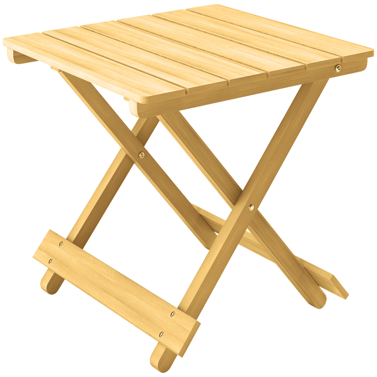 Outsunny Folding Fir Wood Garden Side Table, Nature Wood Finish