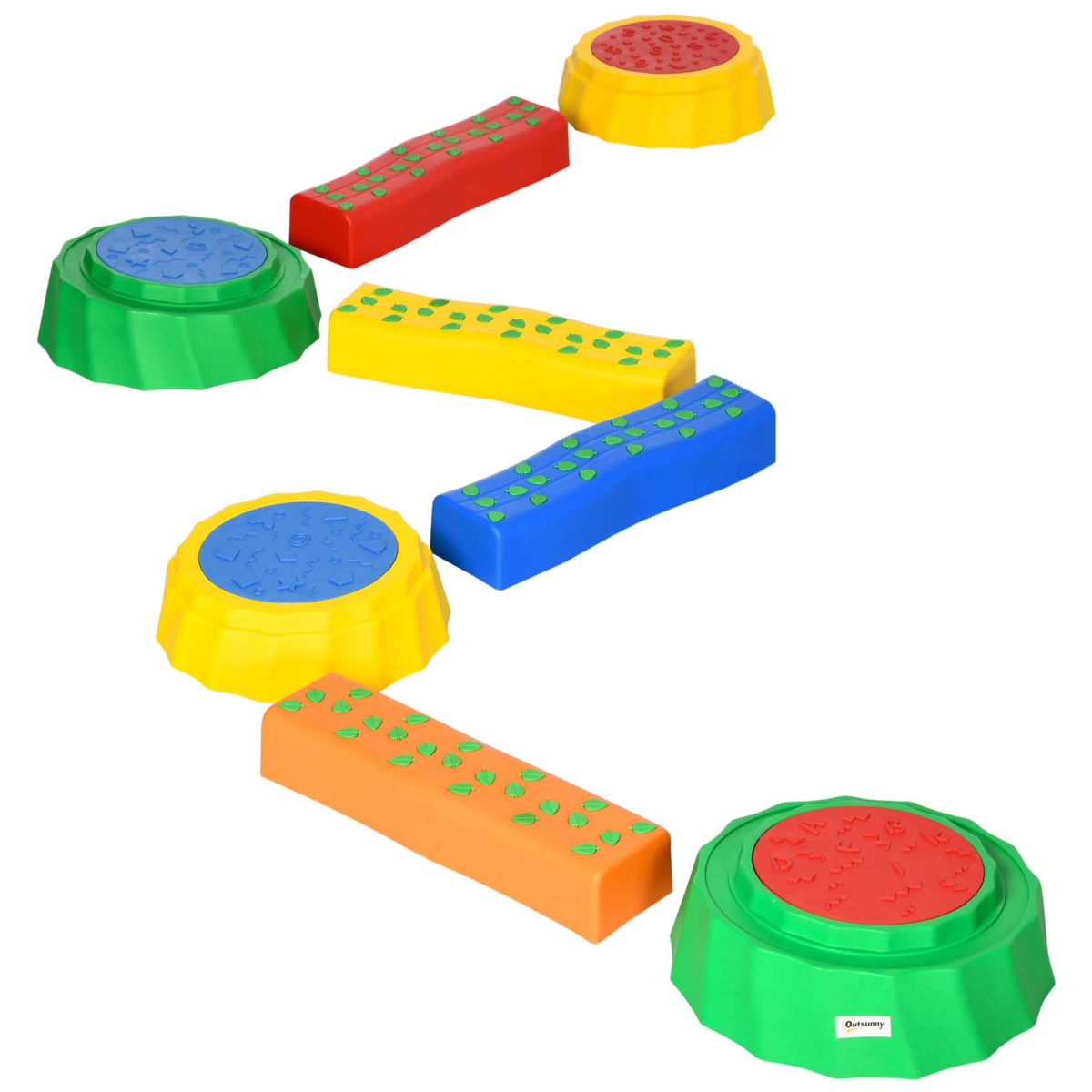 8-Piece Kids Balance Beam and Stepping Stones Set, Non-Slip, Stackable, Ages 3-6