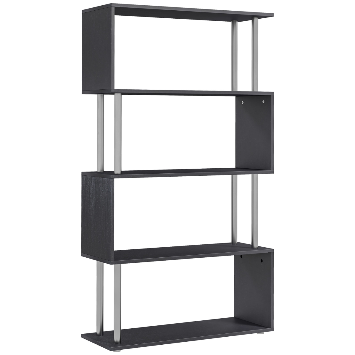 HOMCOM Modern S-Shaped Wooden Bookshelf Room Divider Storage Display Unit Black
