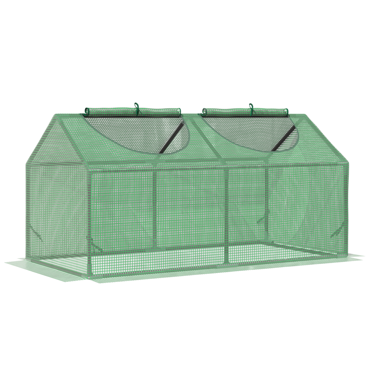 Outsunny Mini PE Greenhouse with Zip Windows, 119 x 60 x 60 cm, Bury-In Base