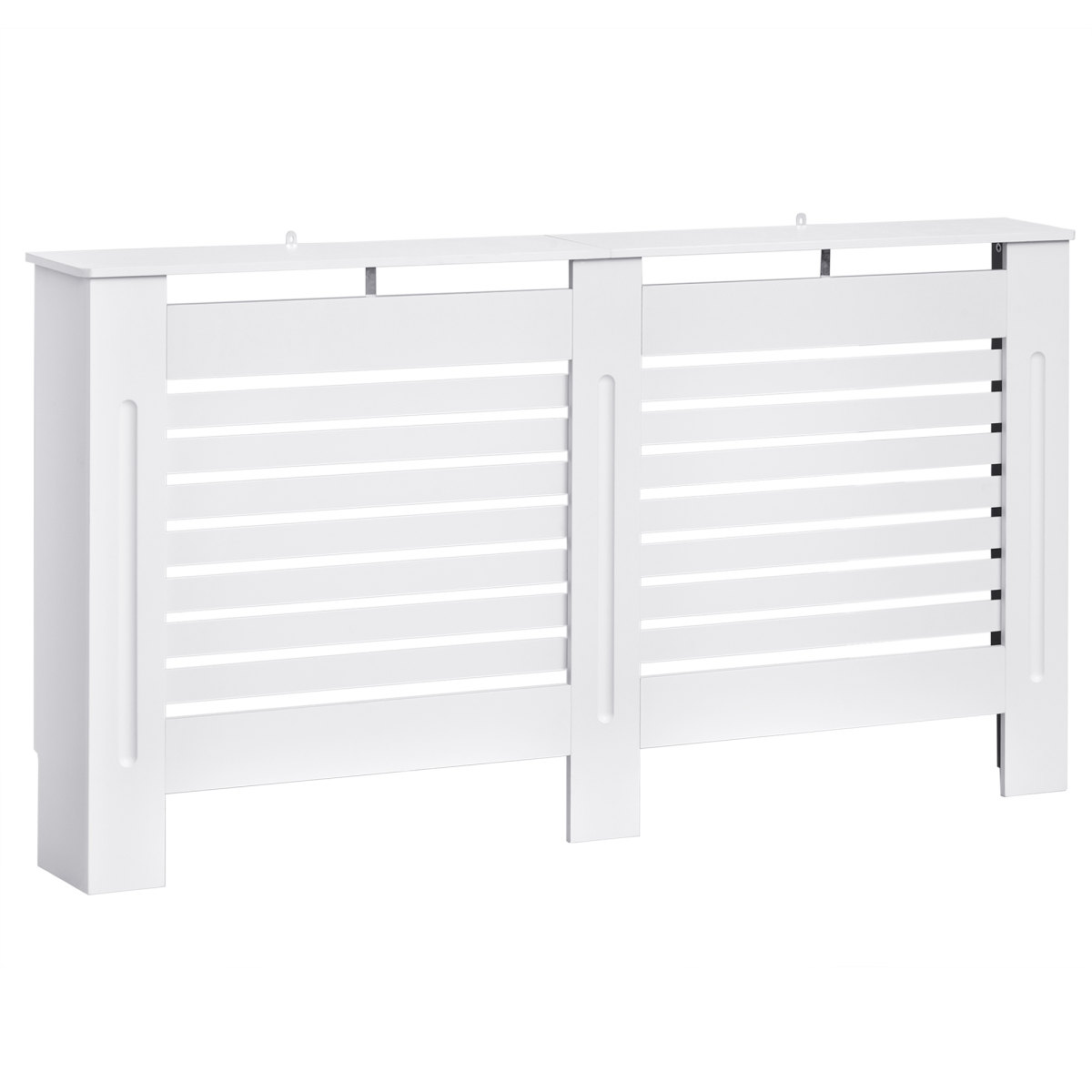 HOMCOM 152 cm White MDF Radiator Cover with Slatted Vents and Top Shelf