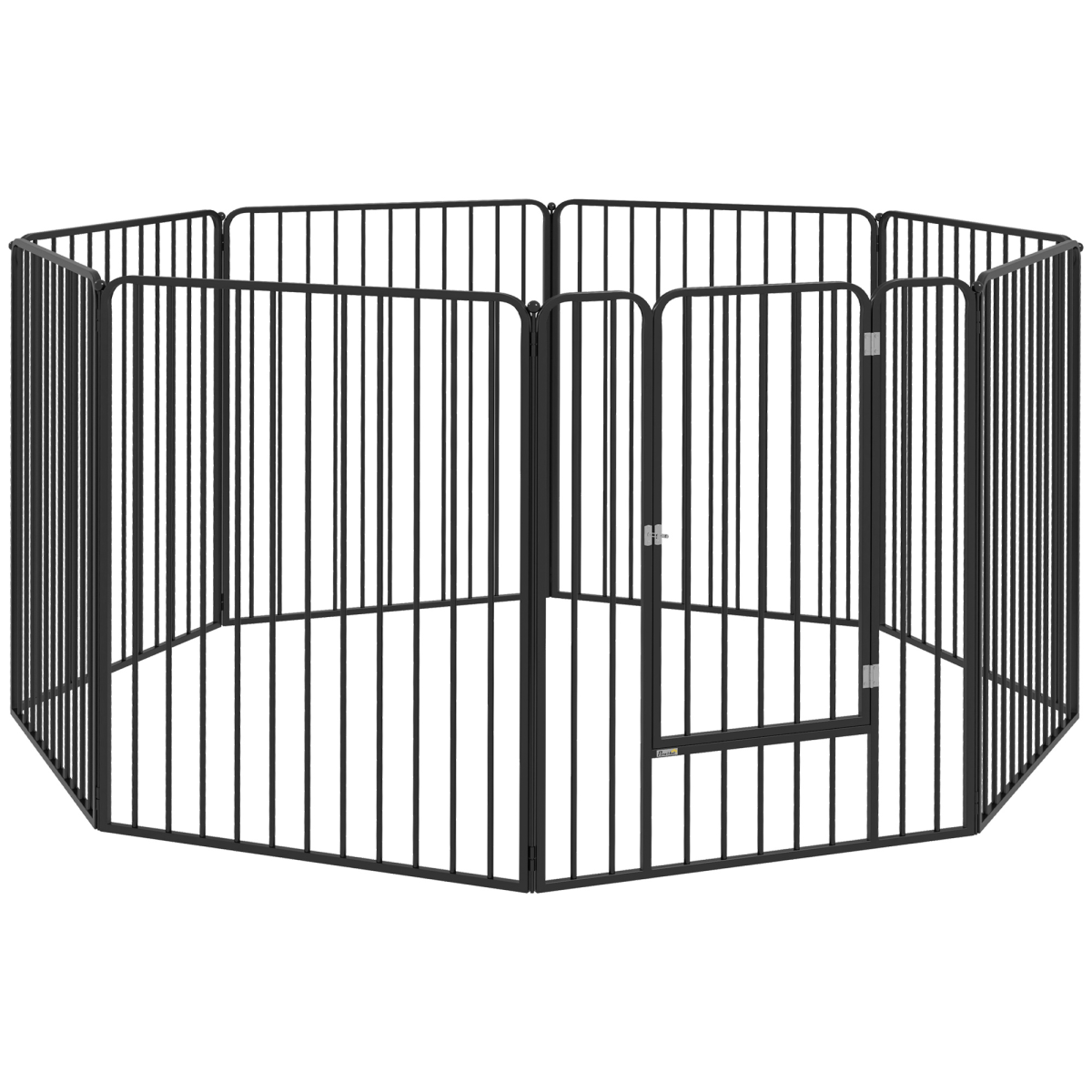 PawHut 100cm 8-Panel Steel Dog Playpen with Door, Indoor and Outdoor, Black