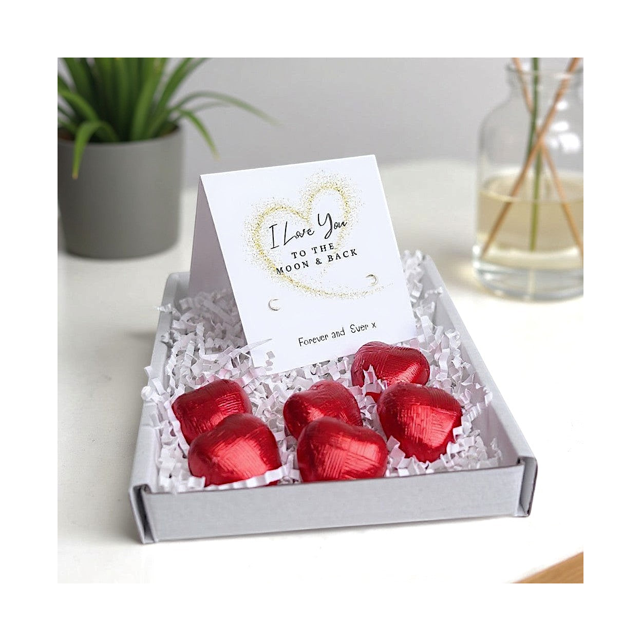 Sterling Silver Stud Earrings and Milk Chocolate Hearts Mini Gift Hamper