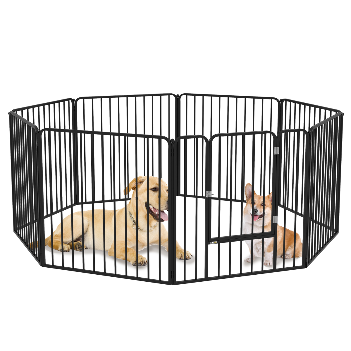 PawHut 80cm 8-Panel Steel Dog Playpen for Small and Medium Dogs, Black