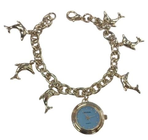 Imperial Ladies Girls Mini Dial Dolphin Charm Bracelet Strap Watch Gift Set - Clearance, Needs Re-Battery