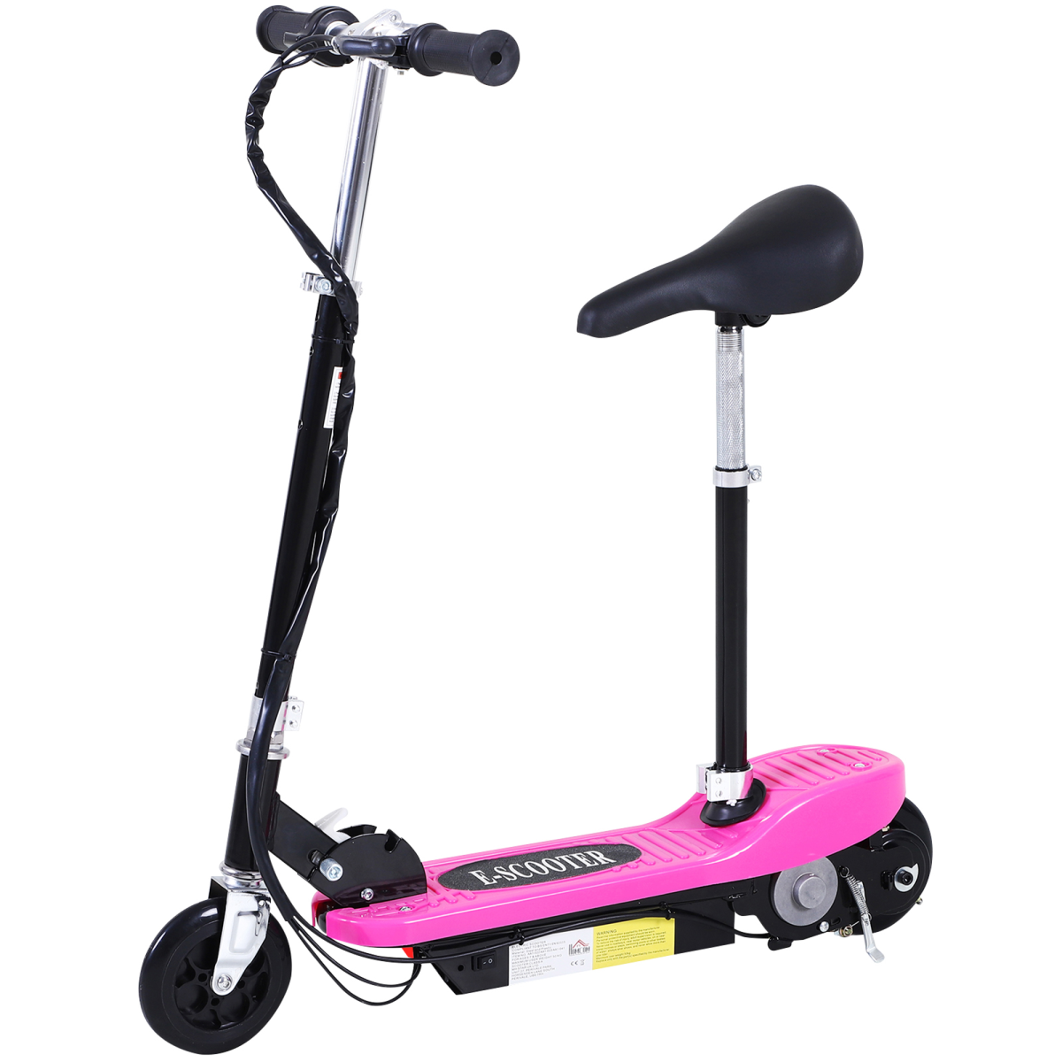 Kids Foldable Electric Scooter 120W with Adjustable Height Seat and Rear Brake