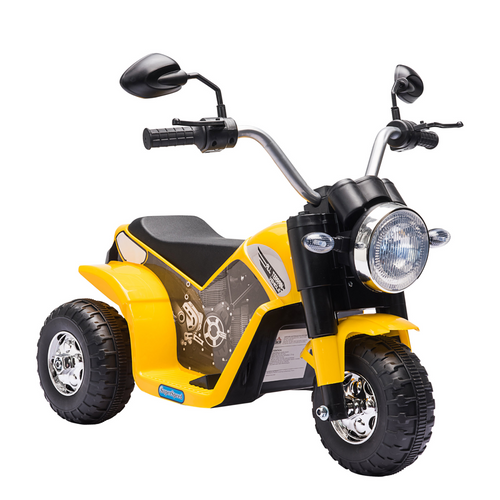 Kids 6V Electric Ride-On Motorcycle, Yellow, 18-36 Months