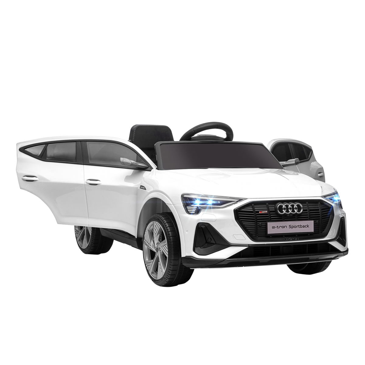 HOMCOM 12V Kids Electric Ride-On Car with Remote, Lights, Music, White
