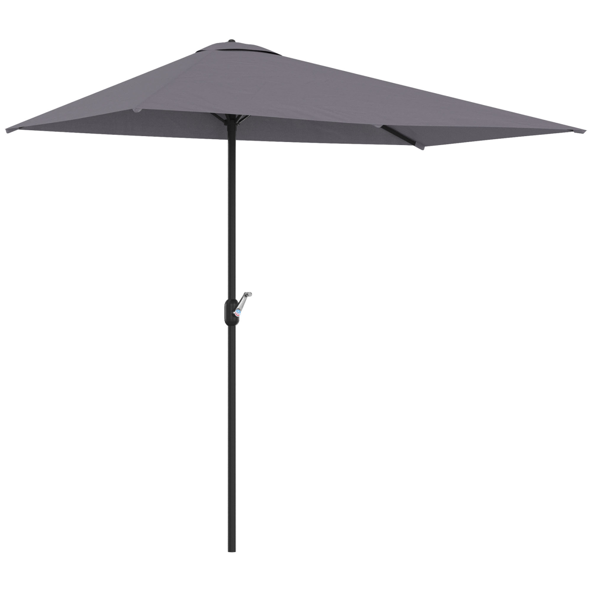 Outsunny Half Round Parasol Umbrella with Crank, 2.3m, Grey, No Base Included