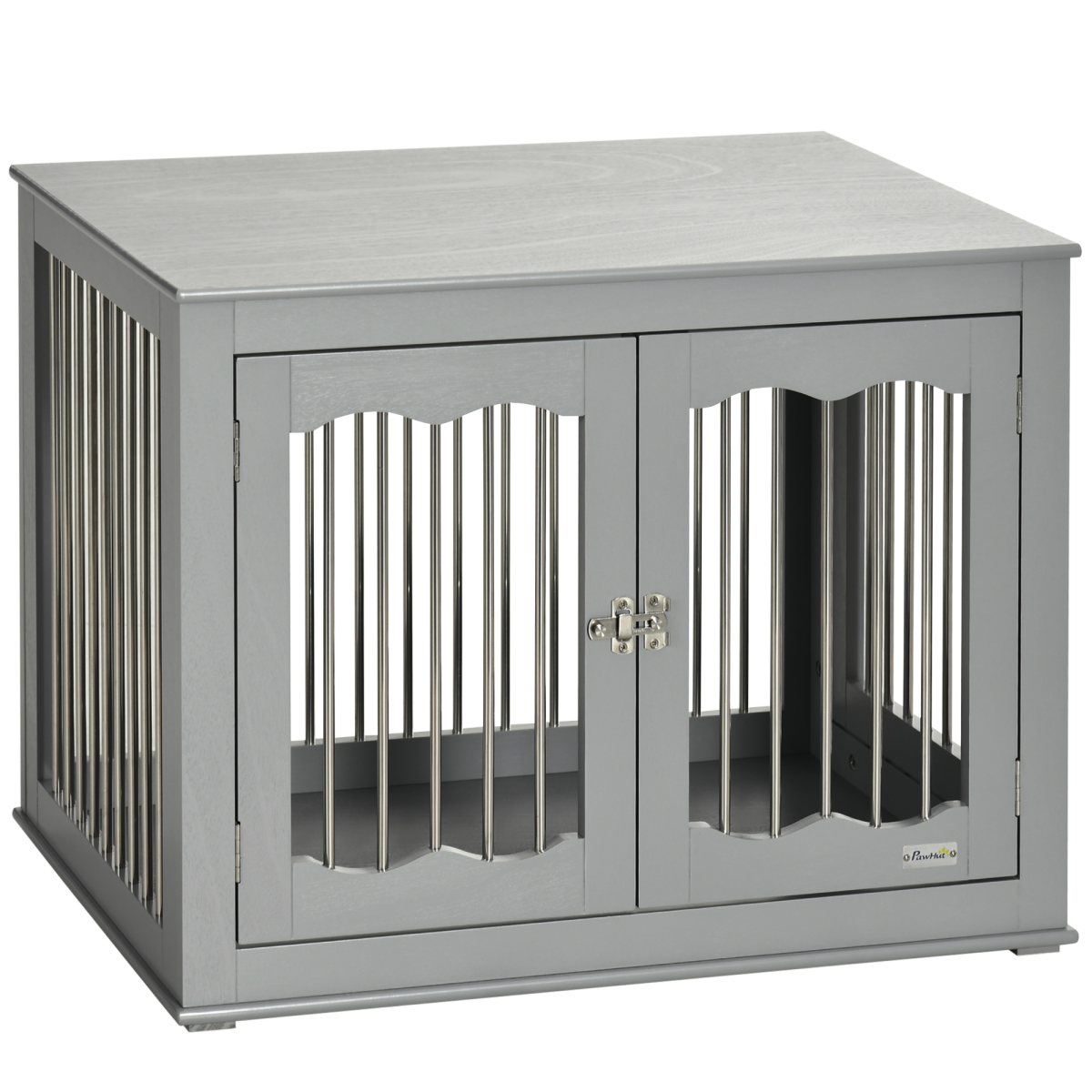 PawHut Wooden Dog Crate Furniture, 3-Door Side Table for Medium Dogs
