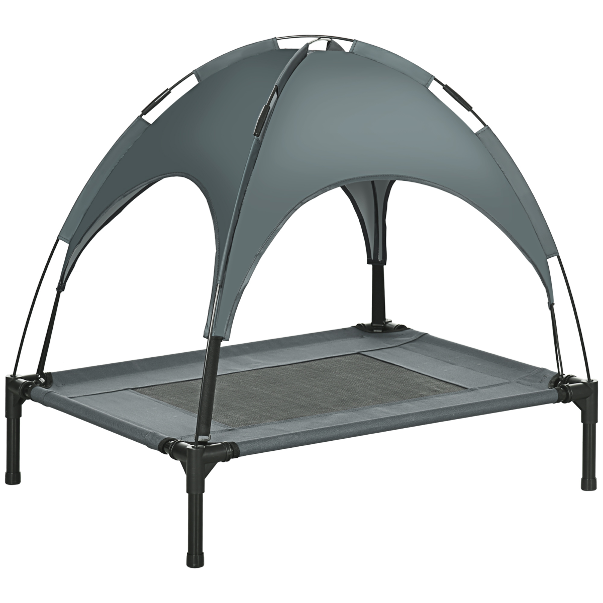 76cm Elevated Dog Bed with Removable Canopy, Raised Outdoor Pet Cot, Grey, Pawhut