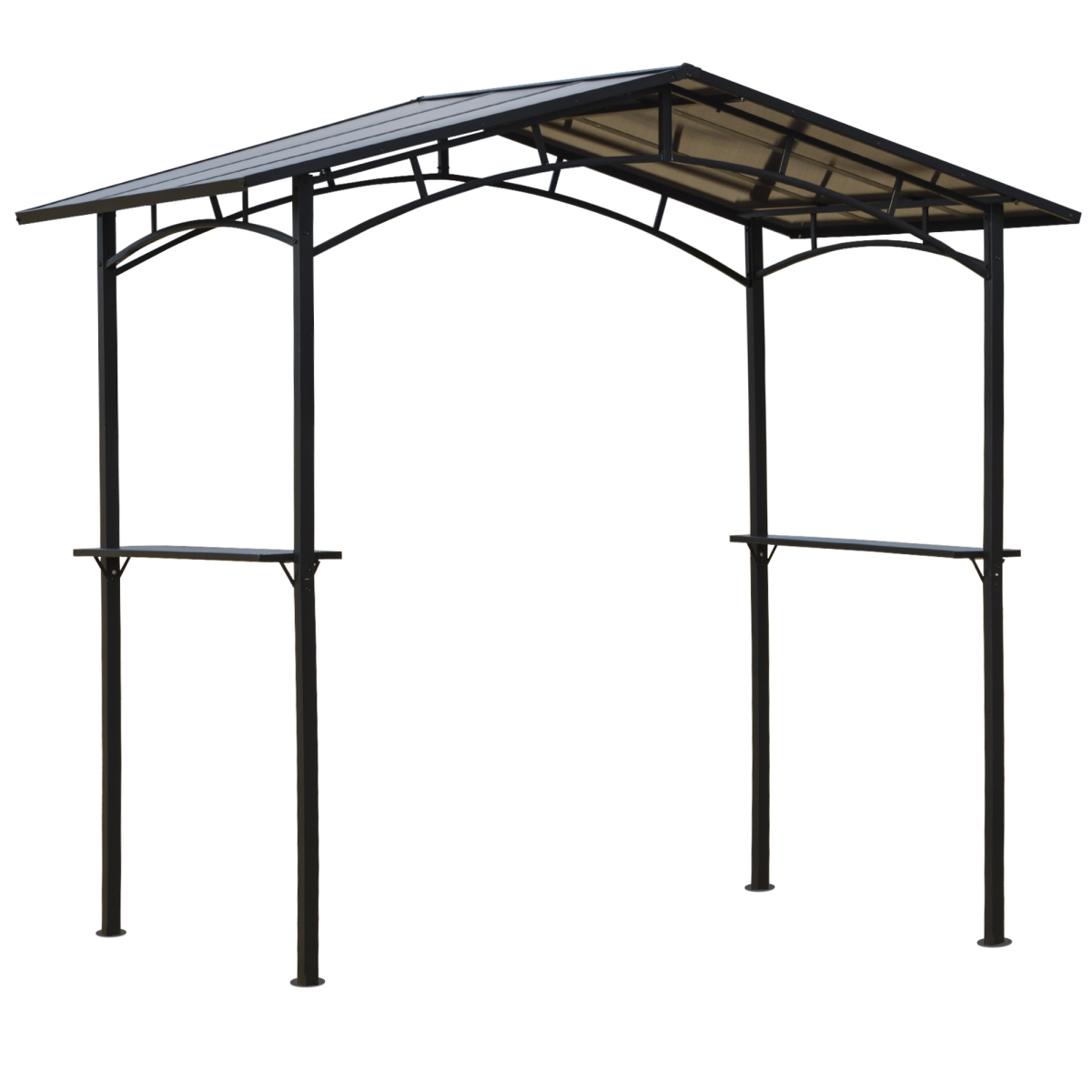 Outsunny 2.5 x 1.5m Outdoor BBQ Grill Gazebo Canopy with Polycarbonate Roof, Side Shelves, Aluminium and Steel Frame