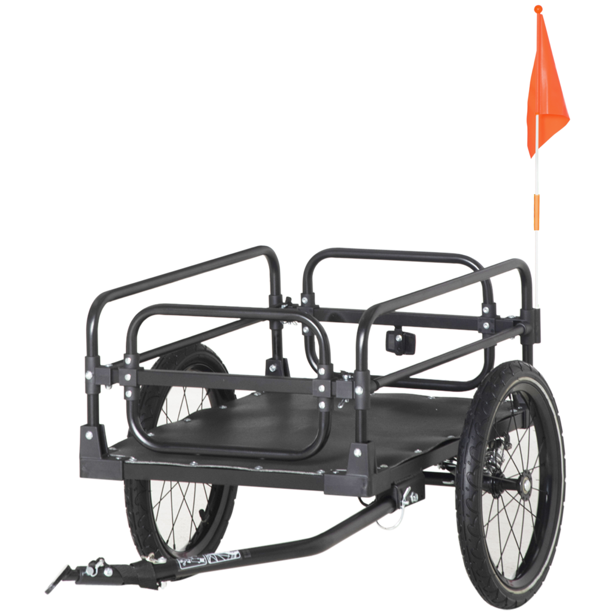 HOMCOM Folding Bike Cargo Trailer Wagon with Suspension, 2 Wheels, Steel, Black