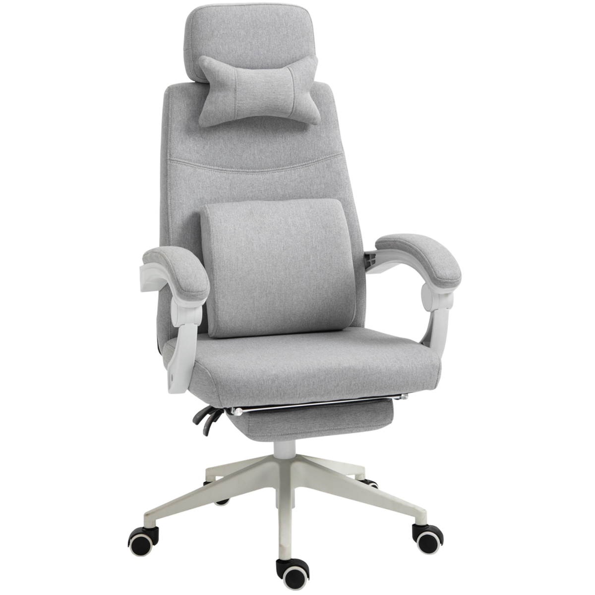 Grey Ergonomic Home Office Chair with Footrest, Swivel, Adjustable Height