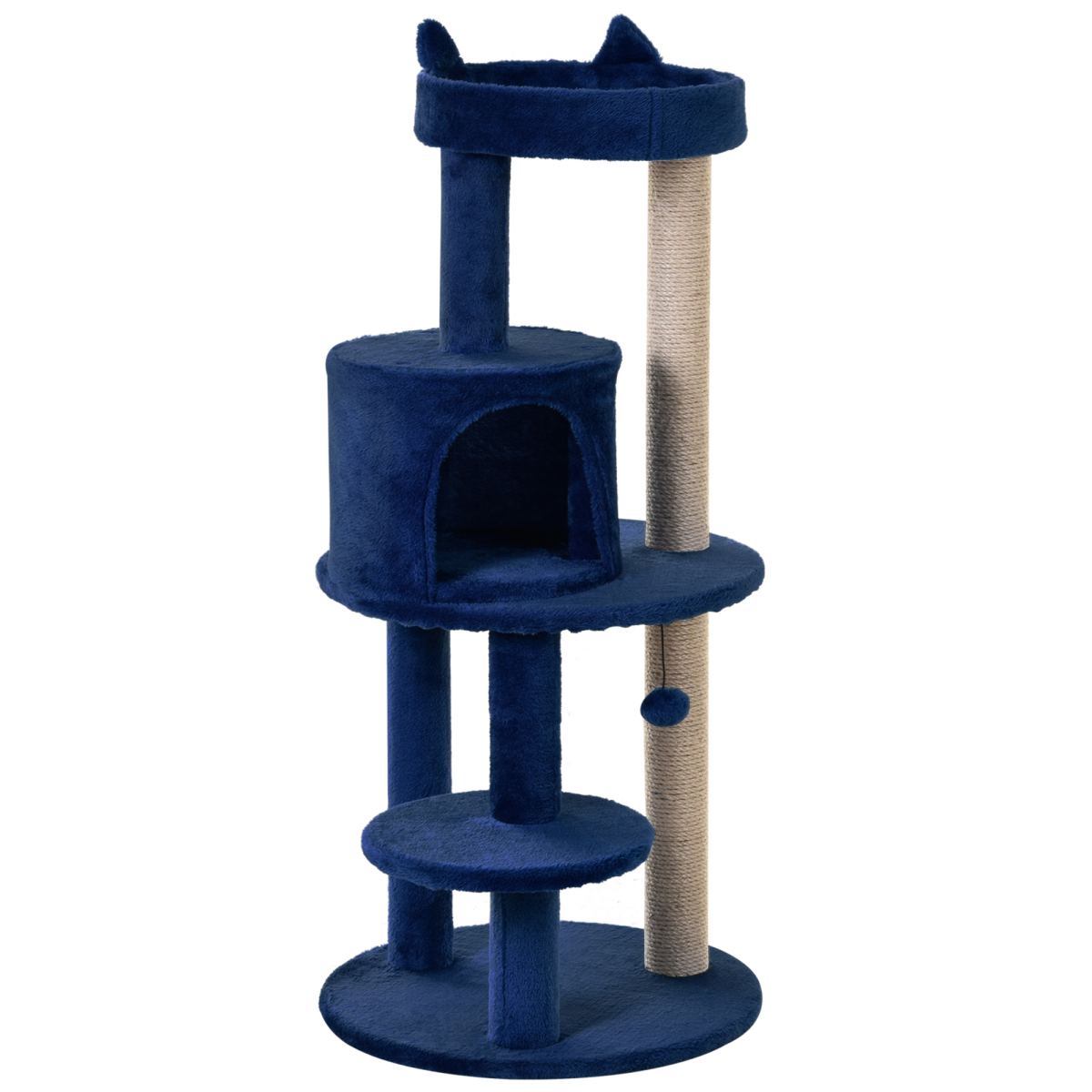 PawHut 104cm Deluxe Multi-Tier Cat Activity Tree with Scratching Posts, Top Round Ear Perch, House, Platform and Hanging Ball