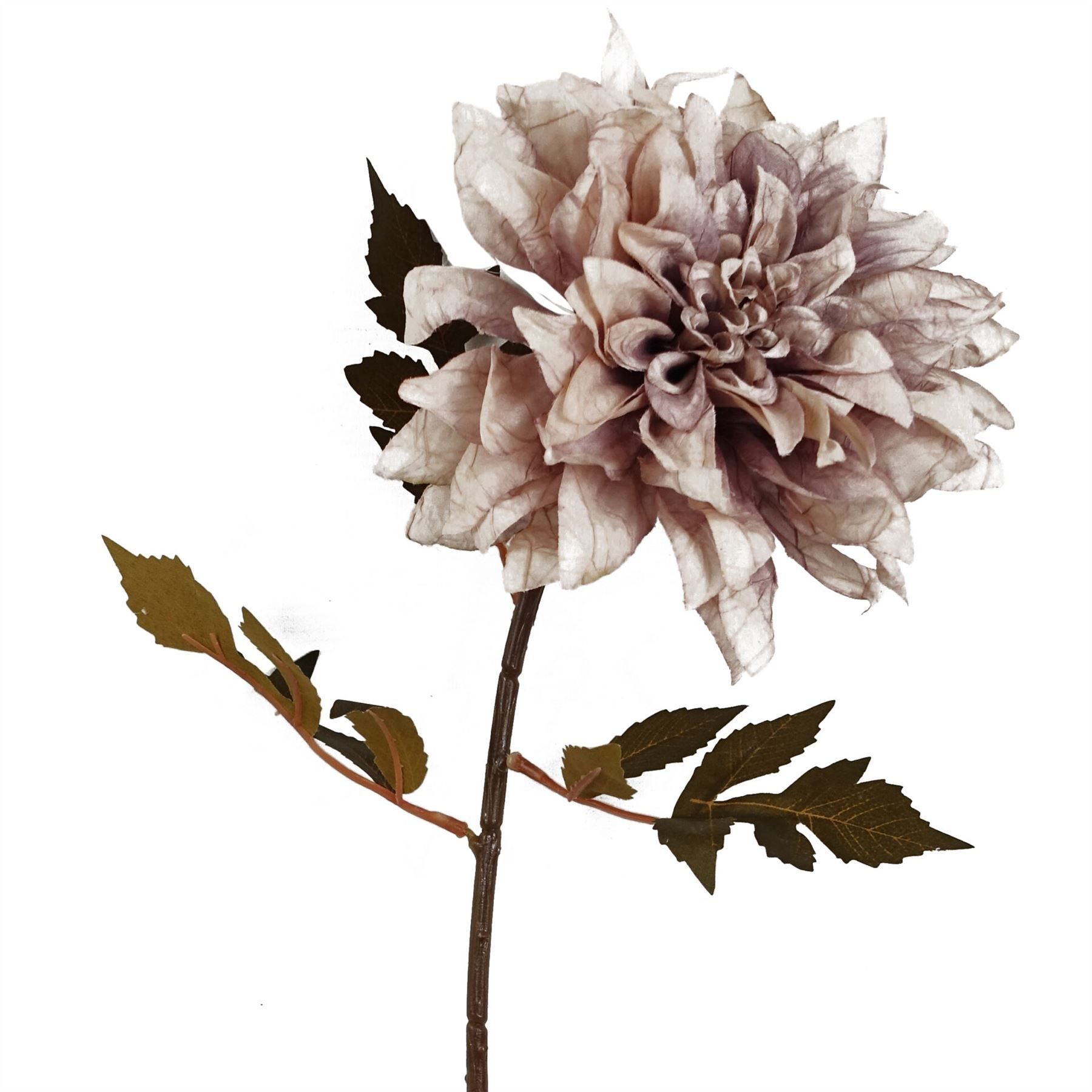 Leaf 55cm Dusty Pink Artificial Dahlia Flower Stem with Wired Shapable Stem