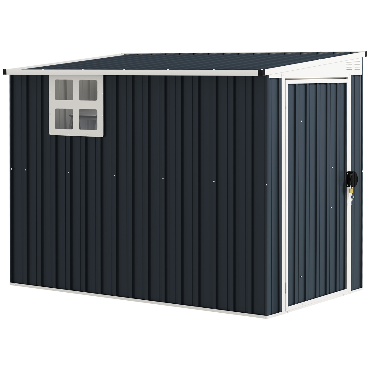 Outsunny Dark Grey Galvanised Steel Garden Storage Shed with Window