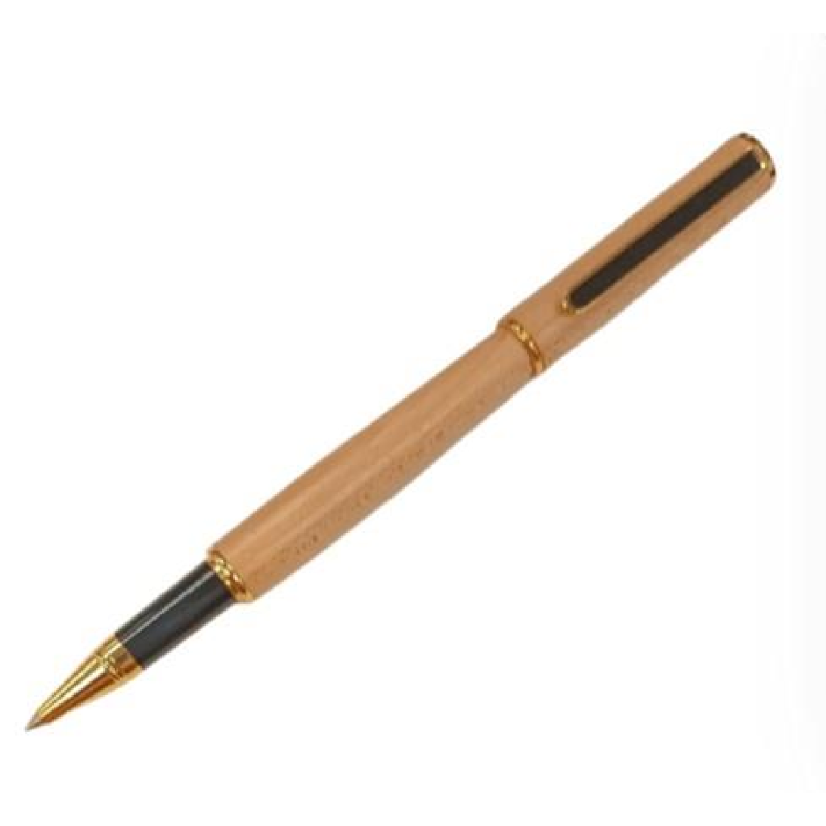 Imperial Handcrafted Natural Wood Ball Pen, Light Brown with Gold Trim IMP318M