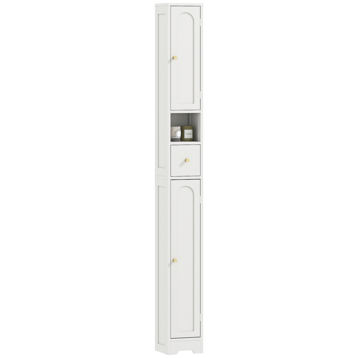 HOMCOM White Slim Bathroom Storage Cabinet with Adjustable Shelves