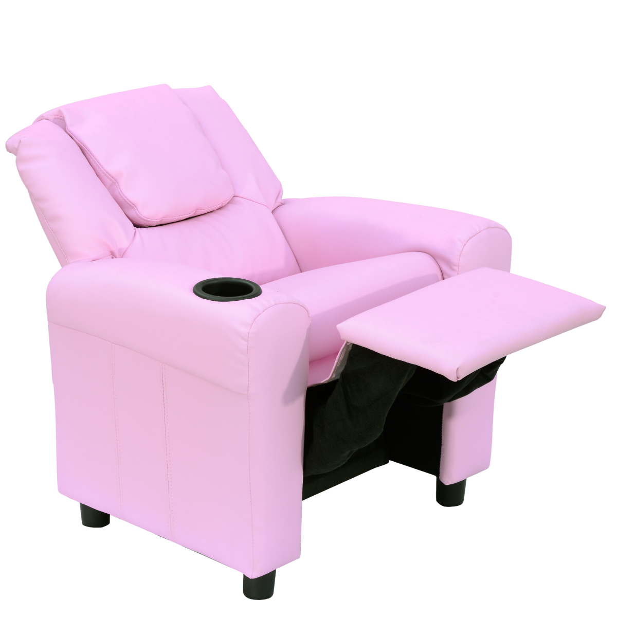 Kids Reclining Armchair with Footrest, PU Leather Kids Sofa Chair