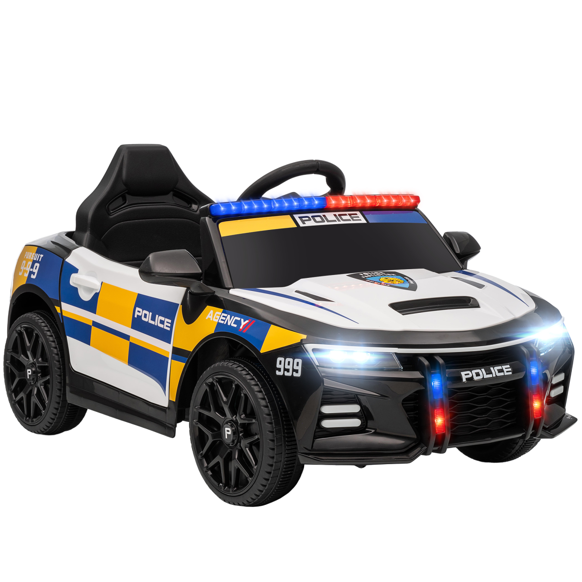AIYAPLAY Kids 12V Electric Police Ride-On Car with Remote Control