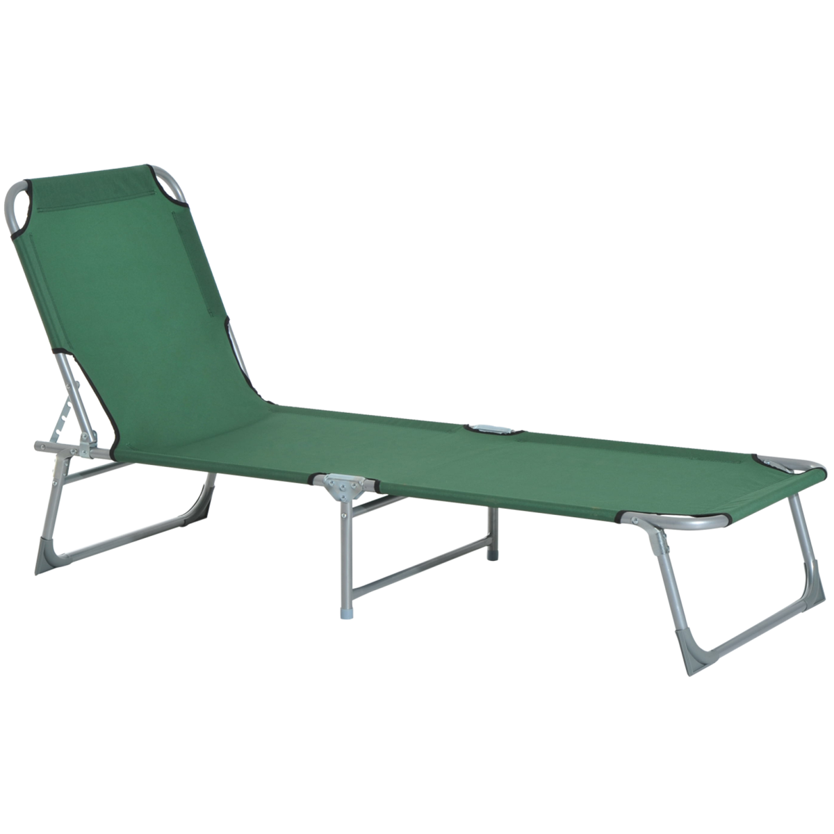 Adjustable Folding Camping Cot Recliner, Portable, Green