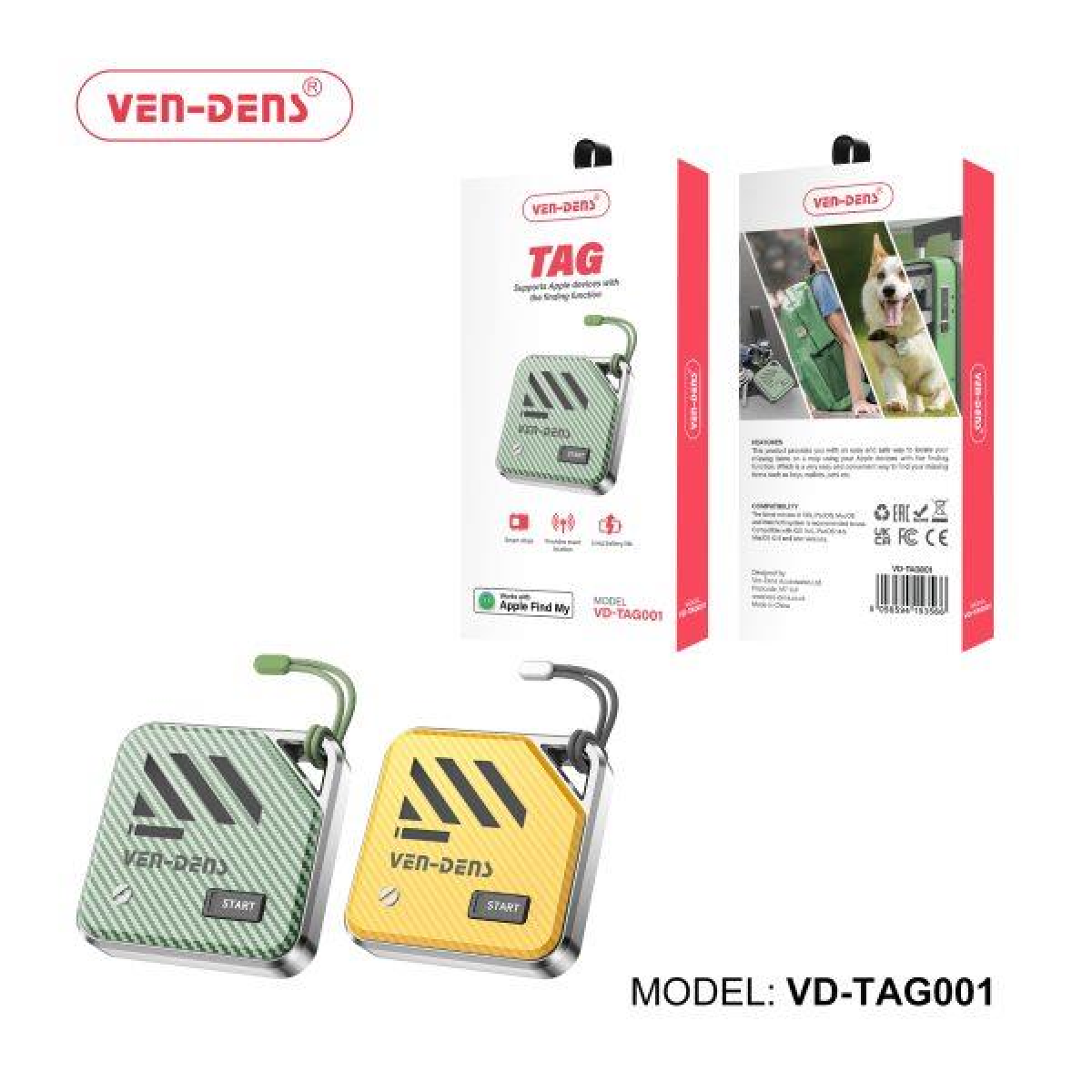 Ven Dens Mini GPS Smart Tracker Works with Apple Find My