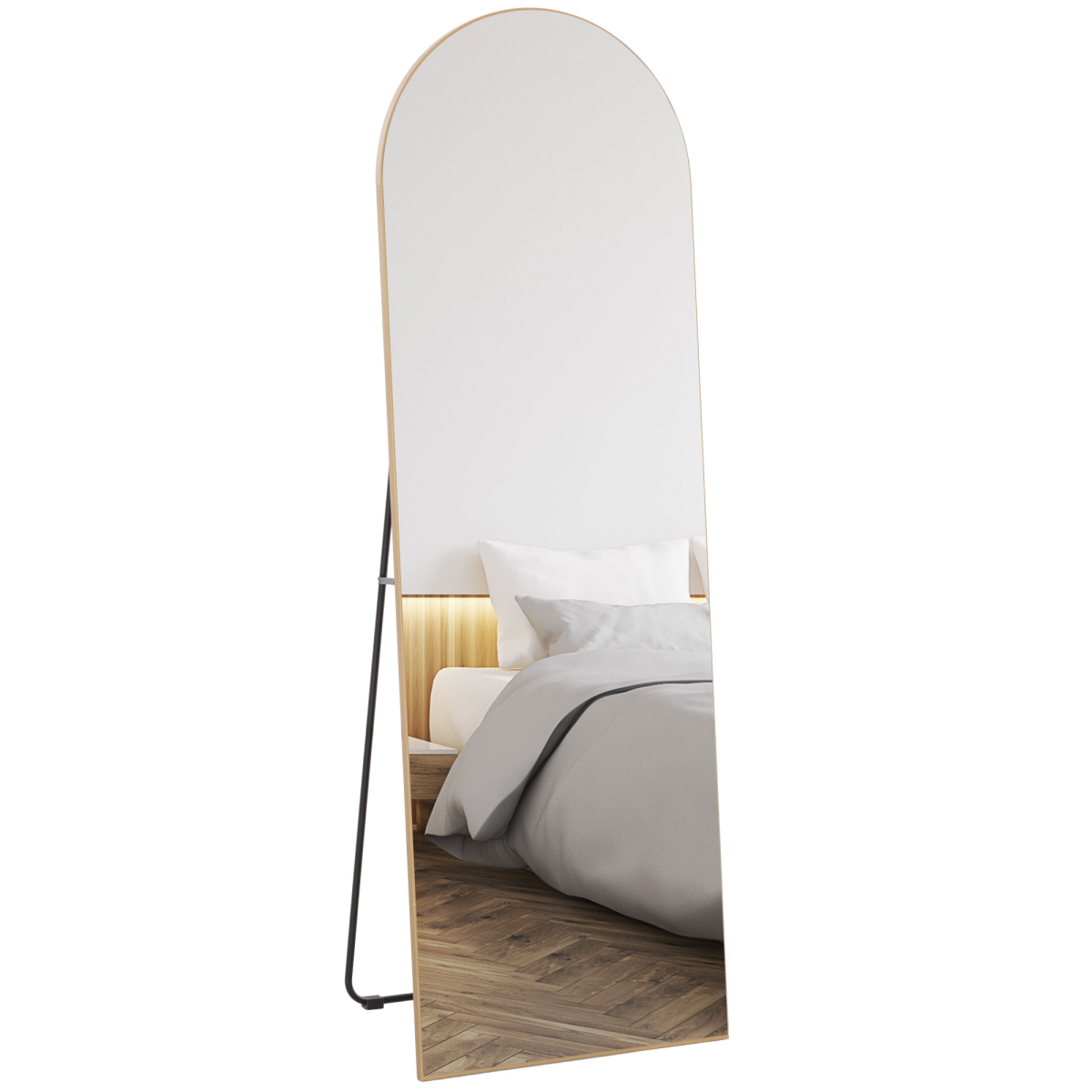 HOMCOM 50 x 150cm Gold Tone Full Length Floor Mirror, Wall Mount