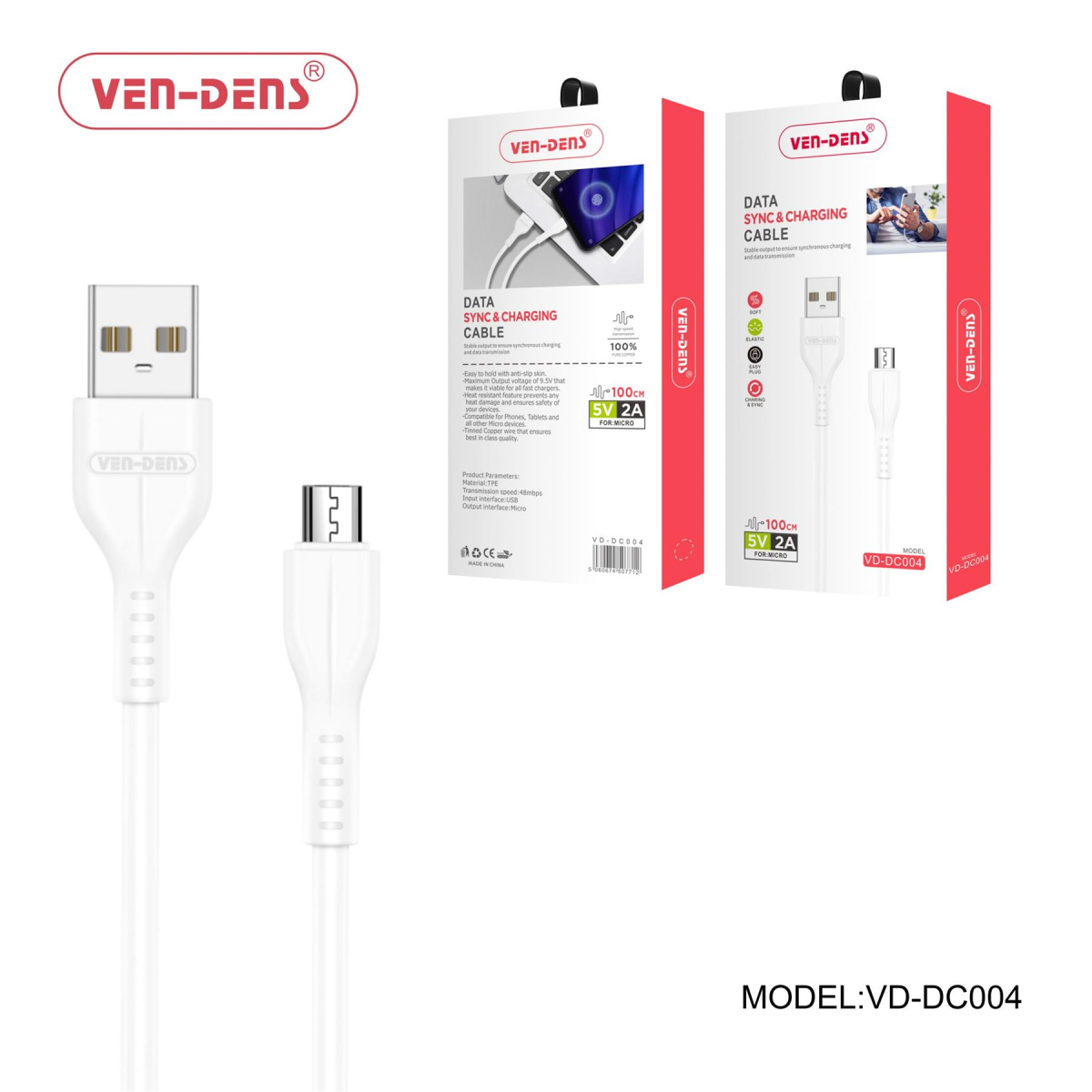 Ven-Dens USB to Micro USB Charging & Data Sync Cable