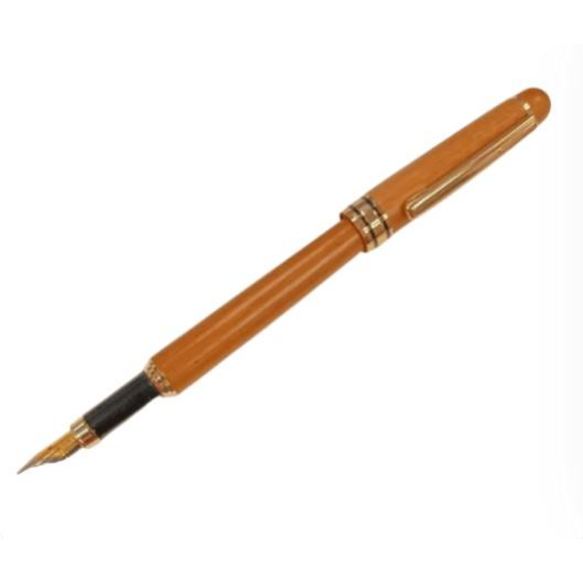 Imperial Wood Light Brown Gold Trim Fountain Pen Fine Nib IMP323M